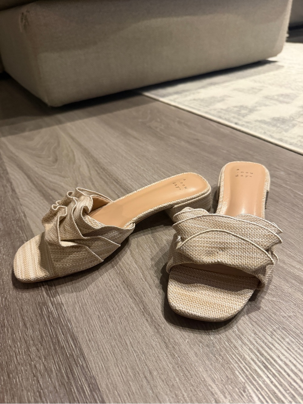 a new day Cream Woven Slide Sandals with Knot Detail
